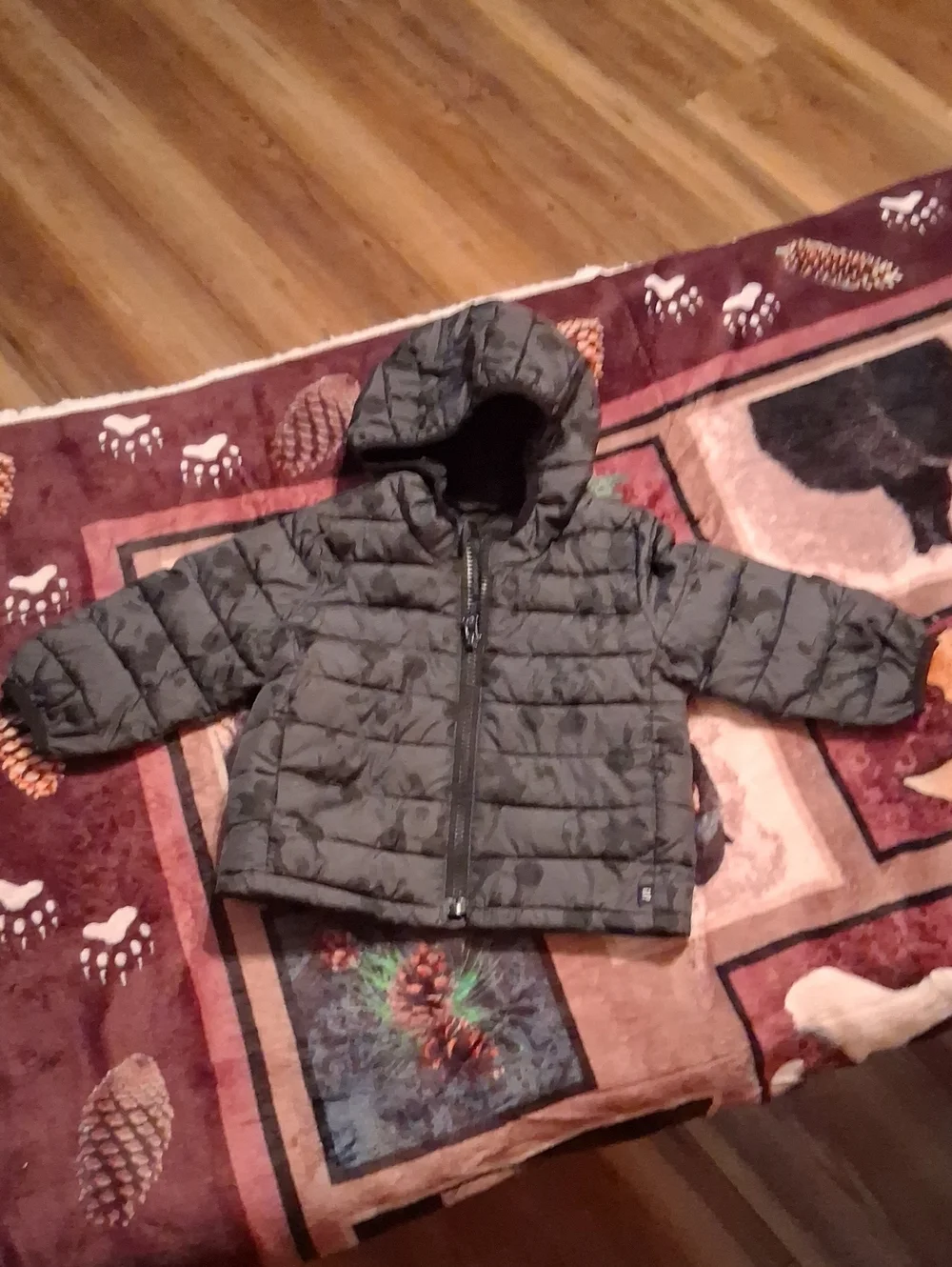 GAP Kids Hooded Puffer Jacket in Olive